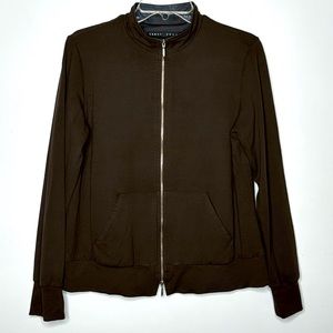 Yansi Fugel Brown Long Sleeve Full Zip‎ Light Weight Jacket Front Pockets Sz M